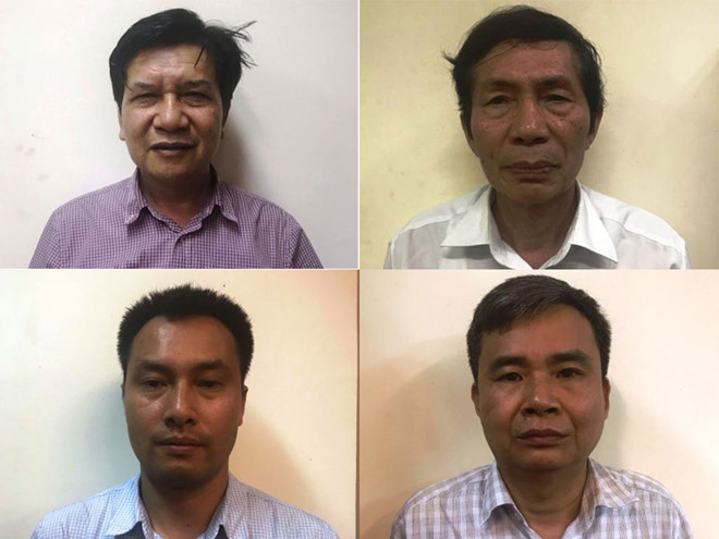 Từ trái qua: Trần Ngọc Hà, Lâm Chí Quang, Nguyễn Mạnh Chung và Vũ Từ Công Ảnh: Bộ Công an cung cấp