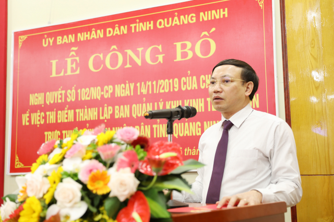 Ông Nguyễn Xuân Ký, Bí thư Tỉnh ủy, Chủ tịch HĐND tỉnh Quảng Ninh phát biểu tại lễ công bố.