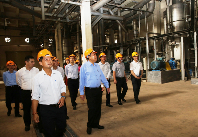 Phó Thủ tướng Trương Hòa Bình kiểm tra dự án Nhà máy Bột giấy Phương Nam. (Ảnh: VGP)