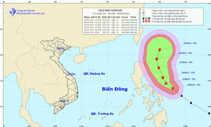 Siêu bão Surigae mạnh và nguy hiểm.