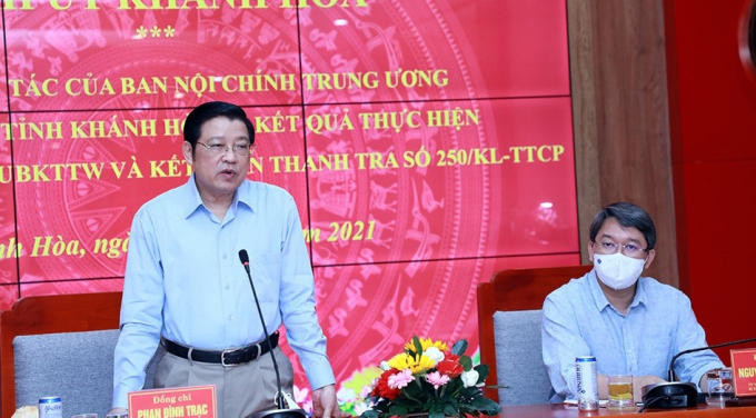 Trưởng Ban Nội chính Trung ương Phan Đình Trạc làm việc với tỉnh Khánh Hòa.