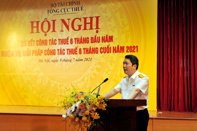 Tổng cục trưởng Tổng cục Thuế Cao Anh Tuấn phát biểu khai mạc Hội nghị.