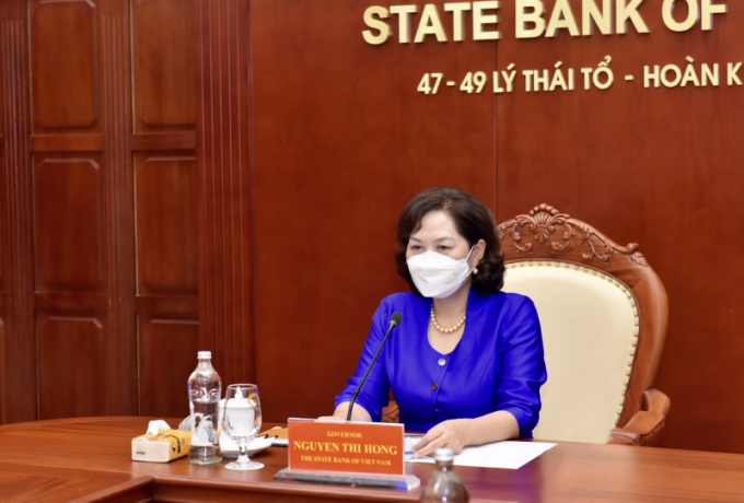 Thống đốc Ngân hàng Nhà nước Nguyễn Thị Hồng trong cuộc gặp trực tuyến song phương ngày 19/7/2021 với Bộ trưởng Bộ Tài chính Mỹ Janet Yellen.