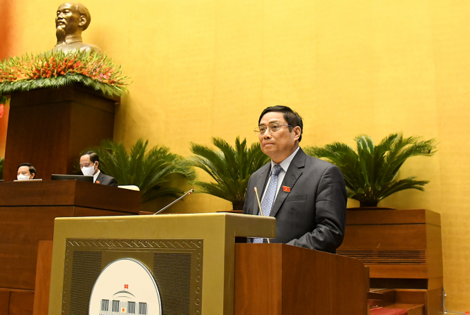 Thủ tướng Chính phủ Phạm Minh Chính phát biểu tại Quốc hội.
