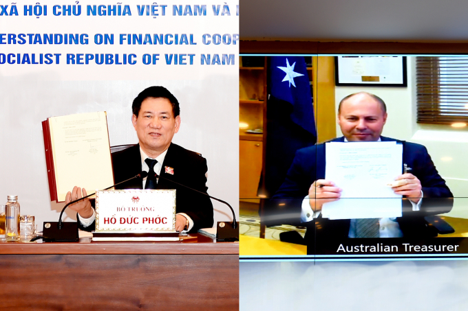 Bộ trưởng Bộ Tài chính Hồ Đức Phớc và Bộ trưởng Bộ Ngân khố Australia ông Josh Frydenberg đã ký kết Biên bản Ghi nhớ hợp tác tài chính giai đoạn 2021-2023 giữa hai bên.