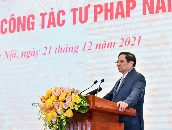 Thủ tướng Phạm Minh Chính tham dự và chủ trì Hội nghị trực tuyến toàn quốc triển khai công tác tư pháp năm 2022.