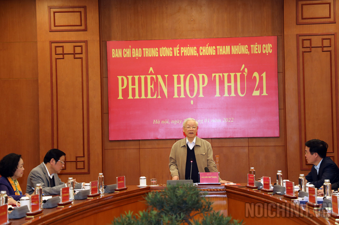 Tổng Bí thư Nguyễn Phú Trọng chủ trì Phiên họp thứ 21 Ban Chỉ đạo Trung ương về phòng, chống tham nhũng, tiêu cực.