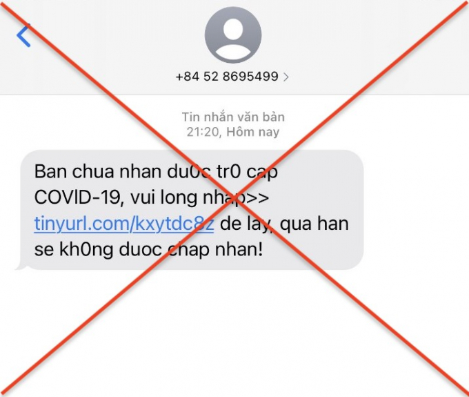 Các tin nhắn lừa đảo nhận trợ cấp Covid-19. (Ảnh: BHXHVN)