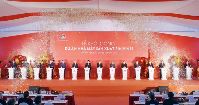 Vingroup khởi công nhà máy sản xuất Pin Vines 4.000 tỷ đồng tại Hà Tĩnh. (Ảnh; ITN)