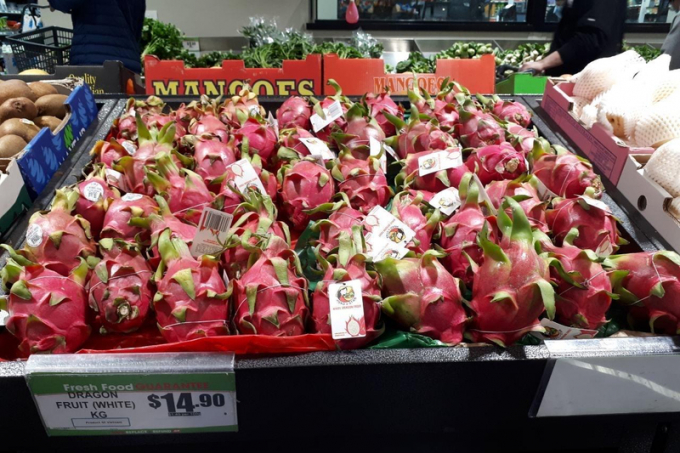 Thanh long Việt Nam có mặt tại nhiều siêu thị, trung tâm thương mại ở Australia.