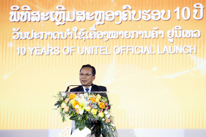 Bộ trưởng Quốc phòng Lào Chansamone Chanyalath phát biểu