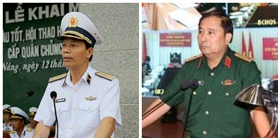 Hai tân Phó Tổng tham mưu trưởng Nguyễn Trọng Bình (trái) và ông Phùng Sỹ Tấn (trái).