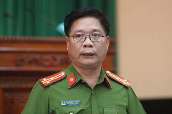 Thượng tá Nguyễn Xuân Trường, Phó trưởng Phòng Cảnh sát Hình sự Công an Hà Nội trao đổi với báo chí chiều 17/9.