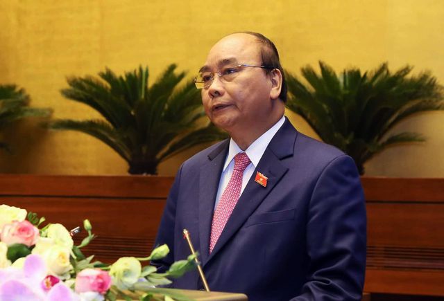 Thủ tướng Nguyễn Xuân Phúc phát biểu tại phiên khai mạc Quốc hội sáng 21/10.