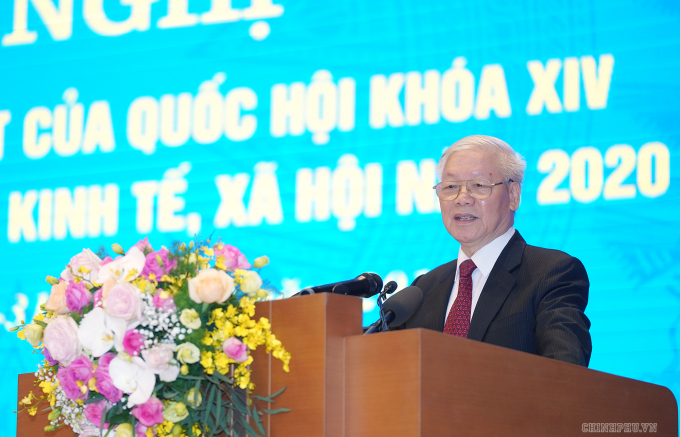 Tổng bí thư, Chủ tịch nước Nguyễn Phú Trọng phát biểu tại hội nghị của Chính phủ ngày 30/12.