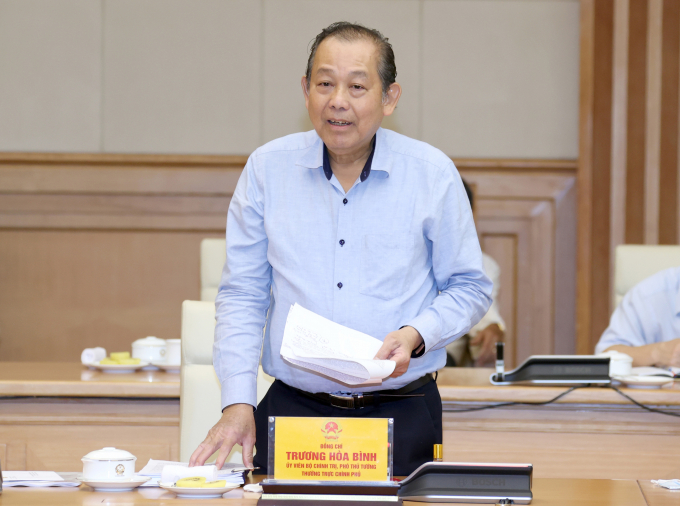 Phó thủ tướng Trương Hòa Bình phát biểu tại buổi làm việc.