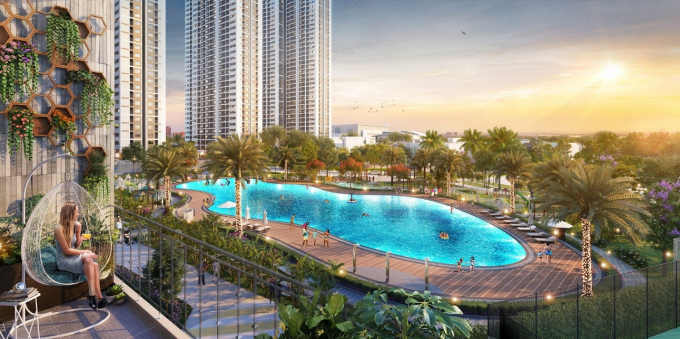 Bể bơi theo phong cách resort tại Imperia Smart City.
