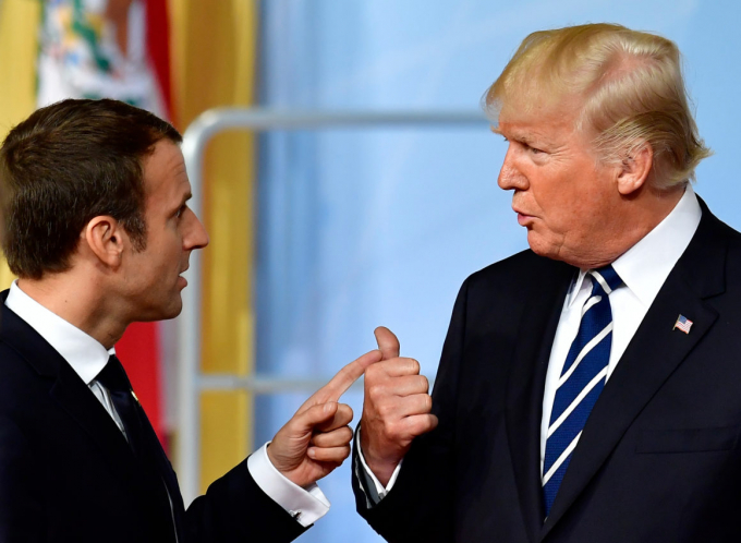 Tổng thống Donald Trump và Tổng thống Pháp Emmanuel Macron từng phê phán lẫn nhau trong hội nghị thượng đỉnh NATO năm 2019. Ảnh: BBC