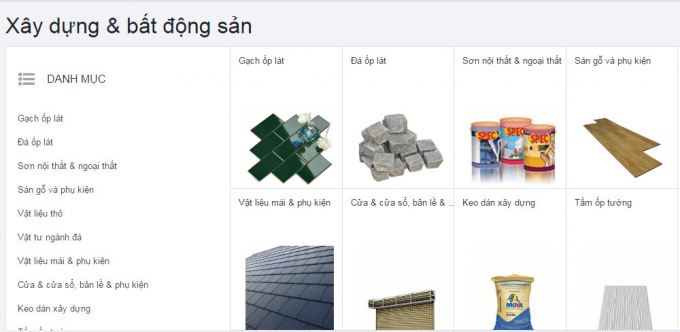 Những sản phẩm trong danh mục Xây dựng và Bất động sản của Daisan.vn. (Ảnh: Daisan.vn)