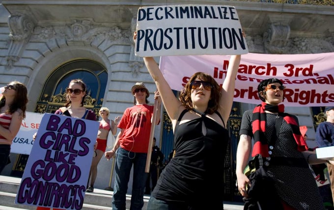 Gái mại dâm ở Mỹ biểu tình đòi quyền lợi. Ảnh: Washington Post