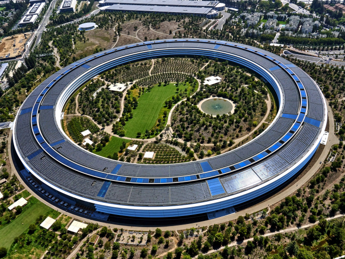 Trụ sở của tập đoàn Apple ở thành phố Cupertino, bang California, Mỹ. Ảnh: Wired