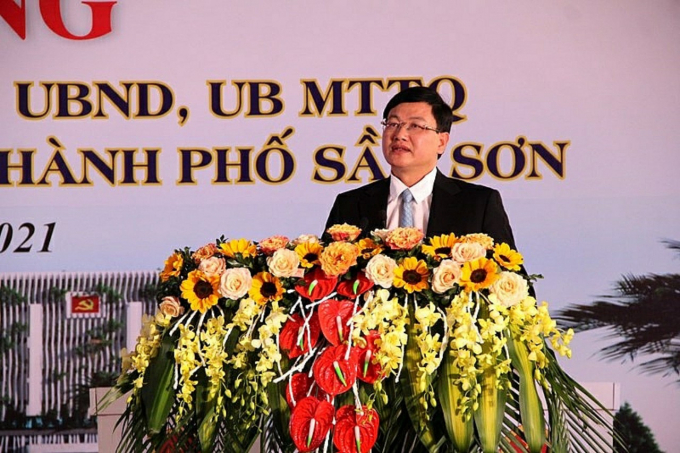 Ông Mai Xuân Liêm - Phó Chủ tịch UBND tỉnh Thanh Hoá phát biểu tại lễ khởi công.