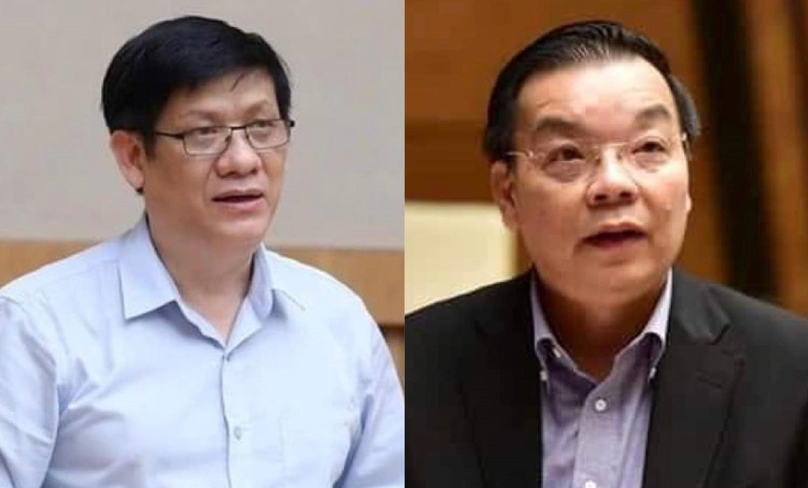 Minister of Health Nguyen Thanh Long (left) and Chu Ngoc Anh, former Minister of Science and Technology and now Chairman of Hanoi. Photo courtesy of the National Assembly.