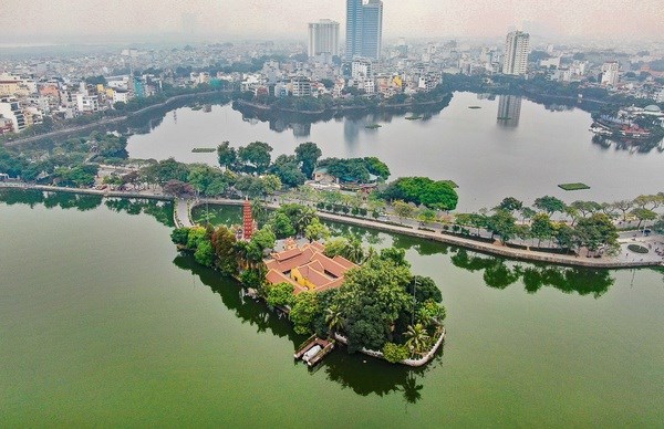  An aerial view of Truc Bach Lake. Photo courtesy of VNA.