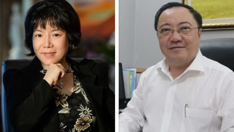 Nguyen Thi Thanh Nhan, former chairwoman and CEO of AIC (left), and Phan Huy Anh Vu, Director of Dong Nai's Department of Health. Photos courtesy of AIC Group and CDC Dong Nai.