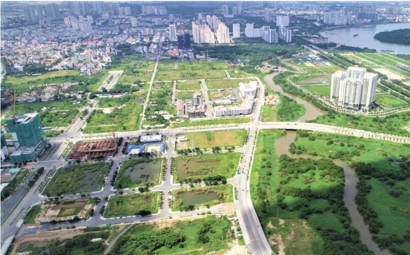 An aerial view of Thu Thiem new urban area in HCMC. Photo by The Investor/Ly Tuan.