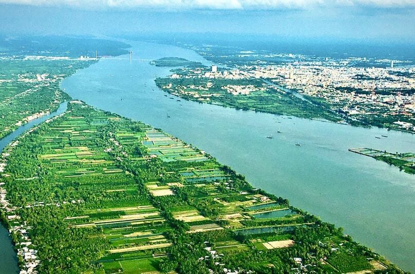 An arial view of a Mekong Delta area. Photo courtesy of the Ministry of Culture, Sports and Tourism.