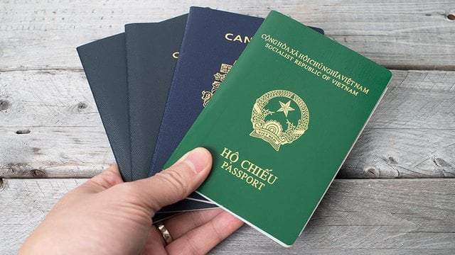 A Vietnamese passport (green). Photo courtesy of the government's portal.