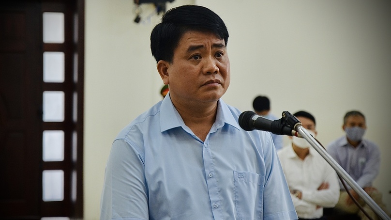 Former Hanoi chairman Nguyen Duc Chung in court, Hanoi on July 12, 2022. Photo courtesy of Thanh Nien newspaper.