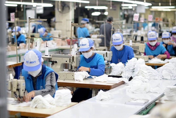 Production of antibacterial masks at a member of Vinatex, the biggest Vietnamese garment maker. Photo courtesy of the company.