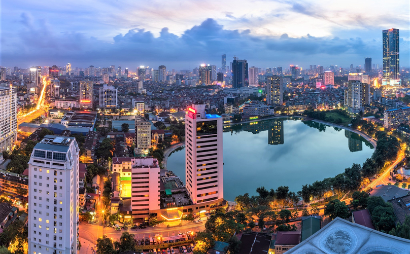 The Hanoi skyline by night. Photo courtesy of Cushman & Wakefield Vietnam.