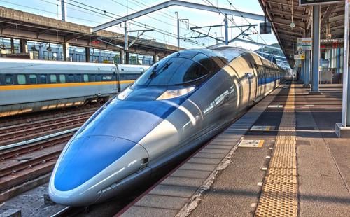 The Shinkansen, known as the bullet train, is a network of high-speed railway lines in Japan. Photo courtesy of Japan Times.