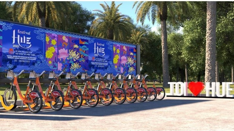 Pilot bicycle-sharing in Thua Thien-Hue province, central Vietnam. Photo courtesy of the province's portal.