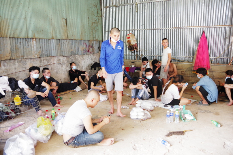 The group of Vietnamese who escaped Cambodia on August 18, 2022. Photo courtesy of An Giang Border Guard.