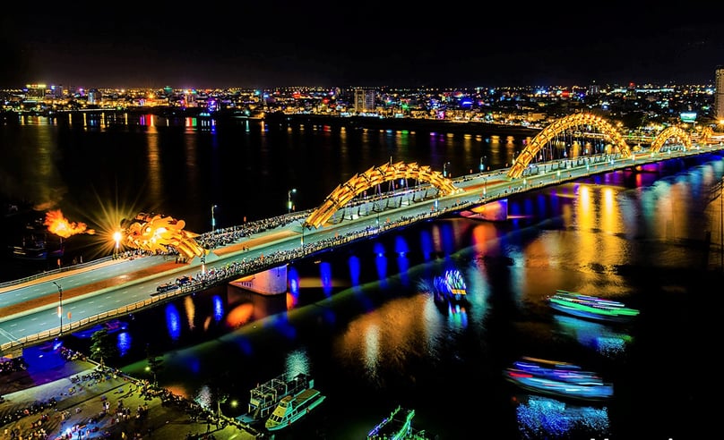 Dragon Bridge in Danang by night. Photo courtesy of Danang’s Tourism Department. 