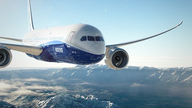 A Boeing 787 Dreamliner plane. Photo courtesy of Boeing.