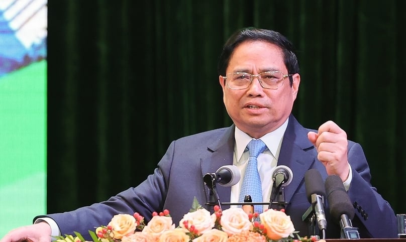 Prime Minister Pham Minh Chinh speaks at a forum in Lao Cai province on August 28, 2022. Photo courtesy of the government's portal.