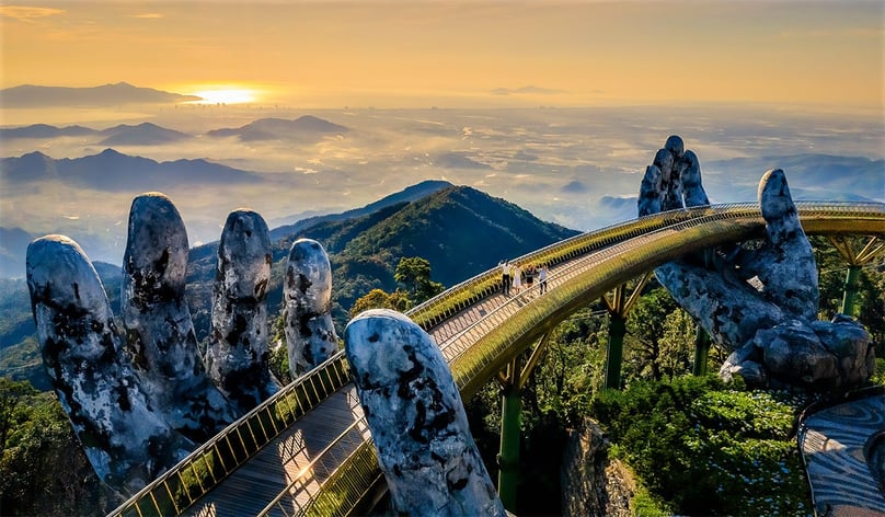 Golden Bridge in Sun World Ba Na Hills on the outskirts of Danang city, central Vietnam. Photo courtesy of Sun Group.