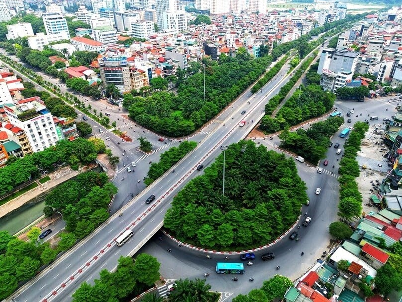 An aerial view of Vo Chi Cong street in Tay Ho district, Hanoi. Photo courtesy of Vietnam News Agency.