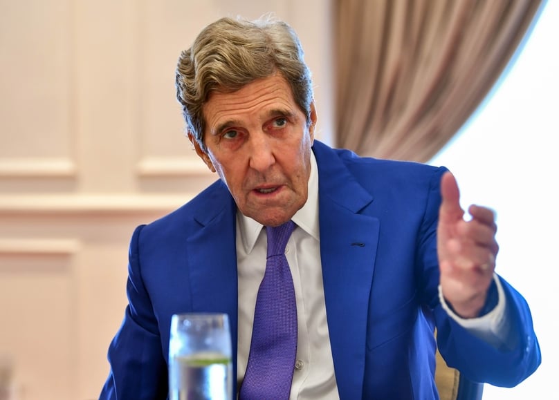 U.S. Special Presidential Envoy for Climate John Kerry at a press meeting in Hanoi on September 5, 2022. Photo courtesy of Young People newspaper.