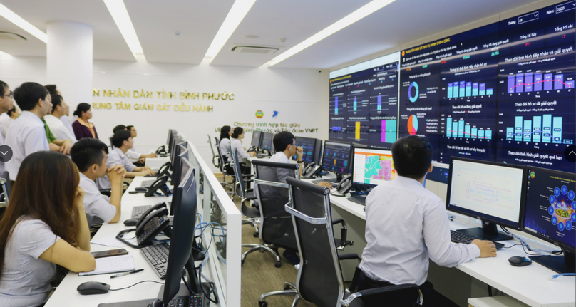 The Intelligent Operation Center of the Binh Phuoc Provincial People’s Committee. Photo courtesy of the southern province’s portal.