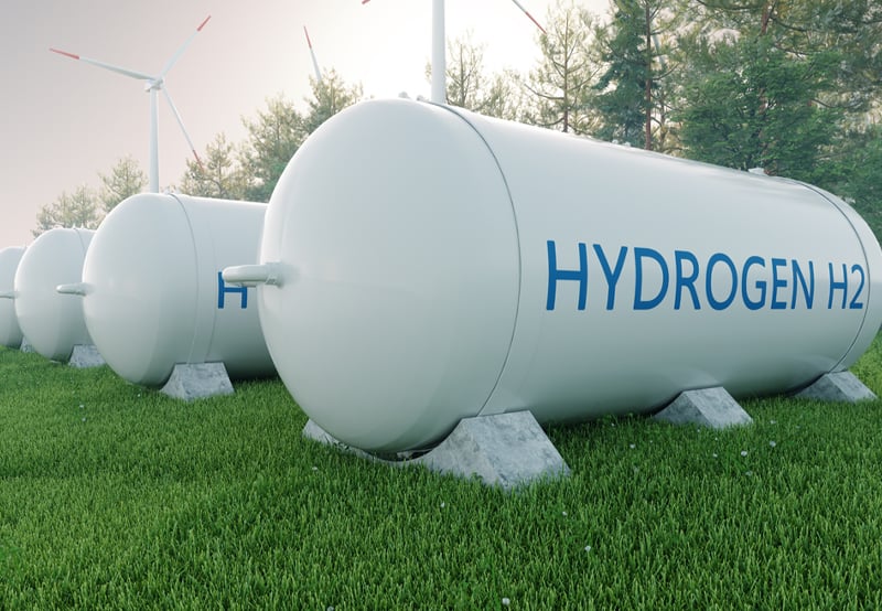 Tanks of hydrogen. Photo courtesy of mercomindia.com.