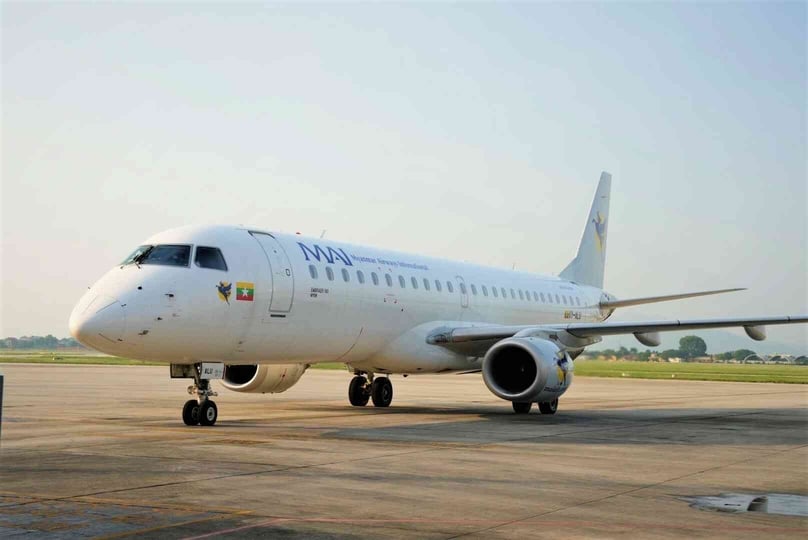 Embraer 190 aircraft of Myanmar Airways International landing at Noi Bai Airport in Hanoi on September 19, 2022. Photo courtesy of the airport.