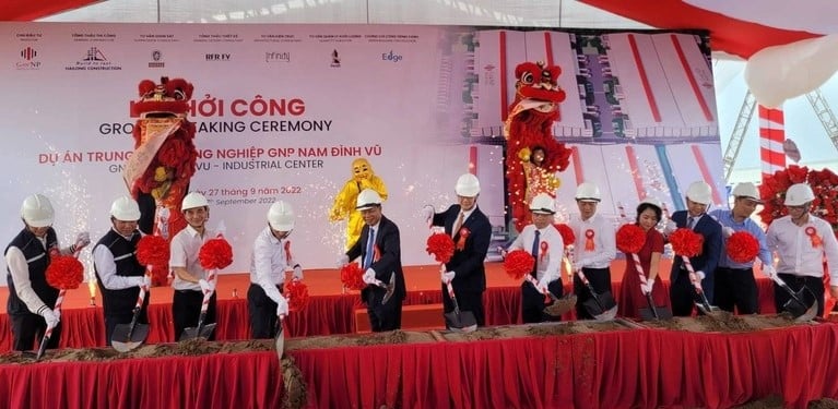 Groundbreaking ceremony of the GNP Nam Dinh Vu industrial center project in Hai Phong city, northern Vietnam, September 27, 2022. Photo courtesy of Environment & Urban magazine.