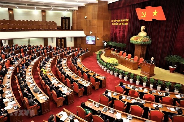 The 13th Party Central Committee’s fifth plenum in Hanoi in early May 2022. Photo courtesy of Vietnam News Agency.