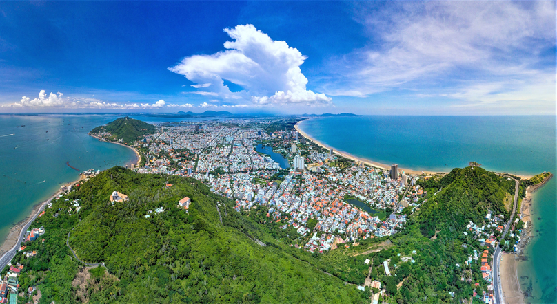 An aerial view of Vung Tau town in southern Vietnam. Photo courtesy of Ba Ria-Vung Tau province’s portal.